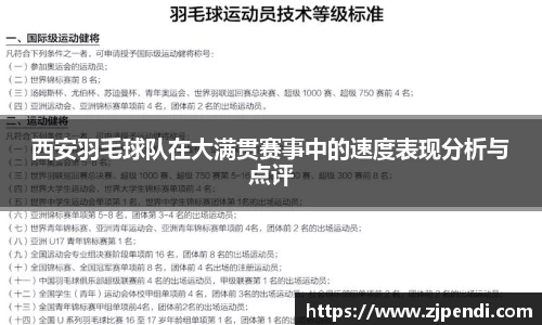 西安羽毛球队在大满贯赛事中的速度表现分析与点评